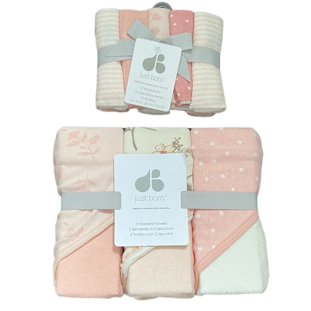 Baby Just Born - 3-Pack Hooded
Bath Towels & 10-Pack Washcloths